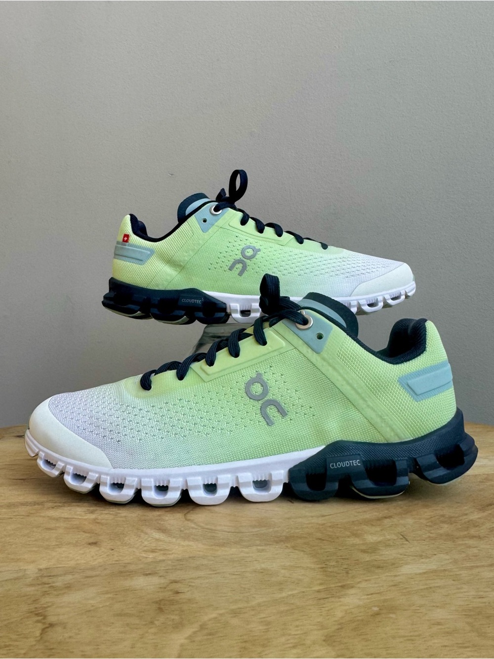 On Cloudrunner Undyed White & Lime Green Sneakers - Size 8.5